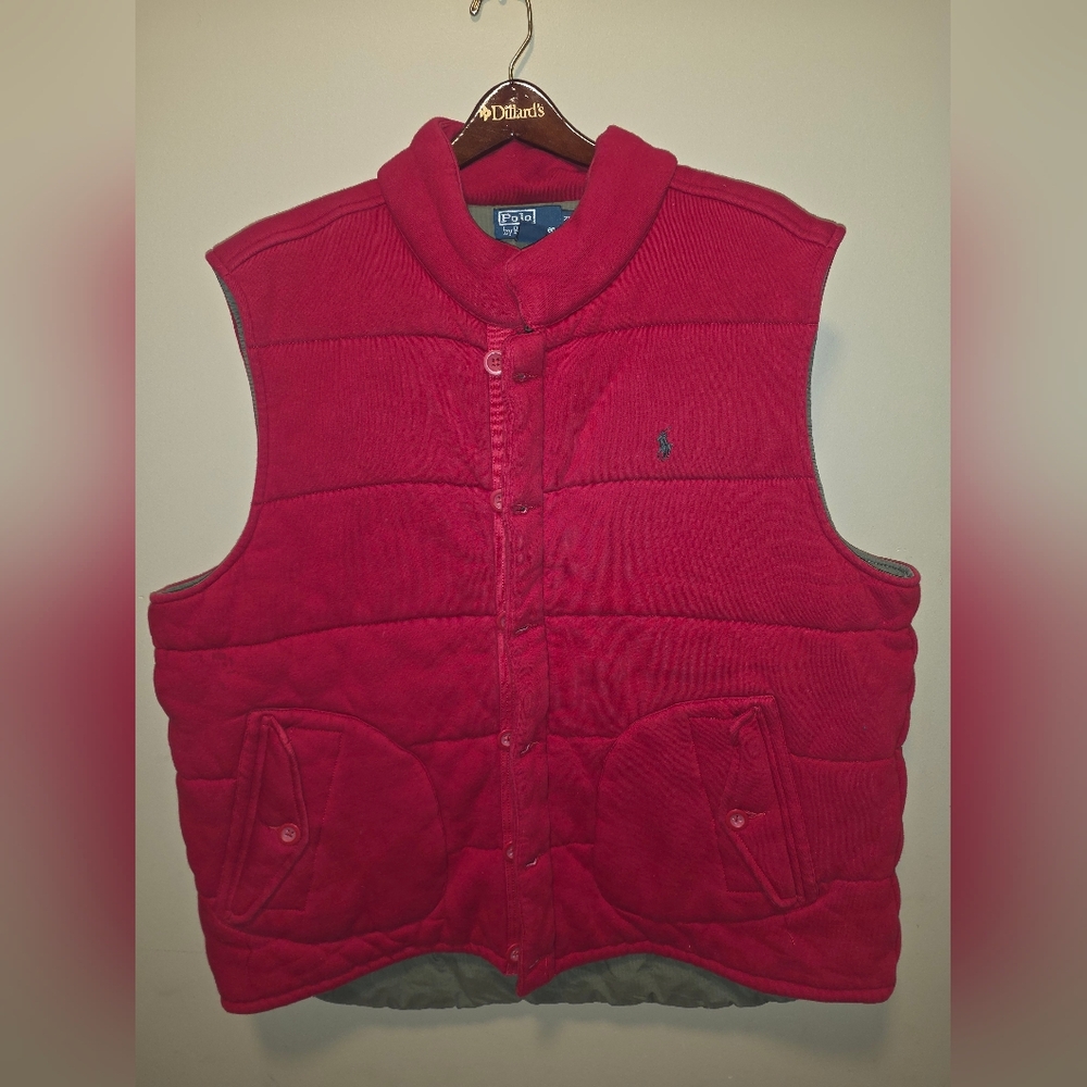 Polo by Ralph Lauren Red Quilted Vest Mens 2XB Vintage